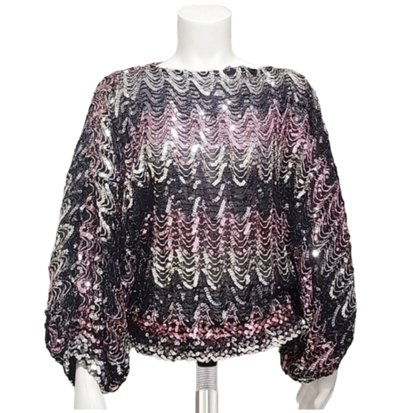 VTG 80's JEANETTE KASTENBERG ST. MARTIN Sequin Bolero Silk Blouse S M Disco R - Picture 13 of 15